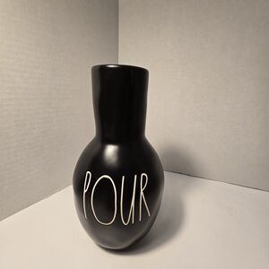 Rae Dunn Black Vase with White 'POUR' Design